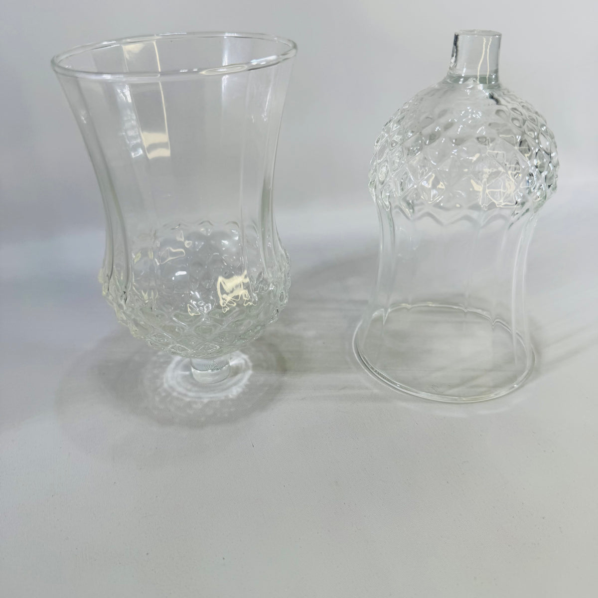 Vintage Homco Peg Votive Candle Holders Pair Fluted Glass Inserts for Wall Sconces or Candlesticks