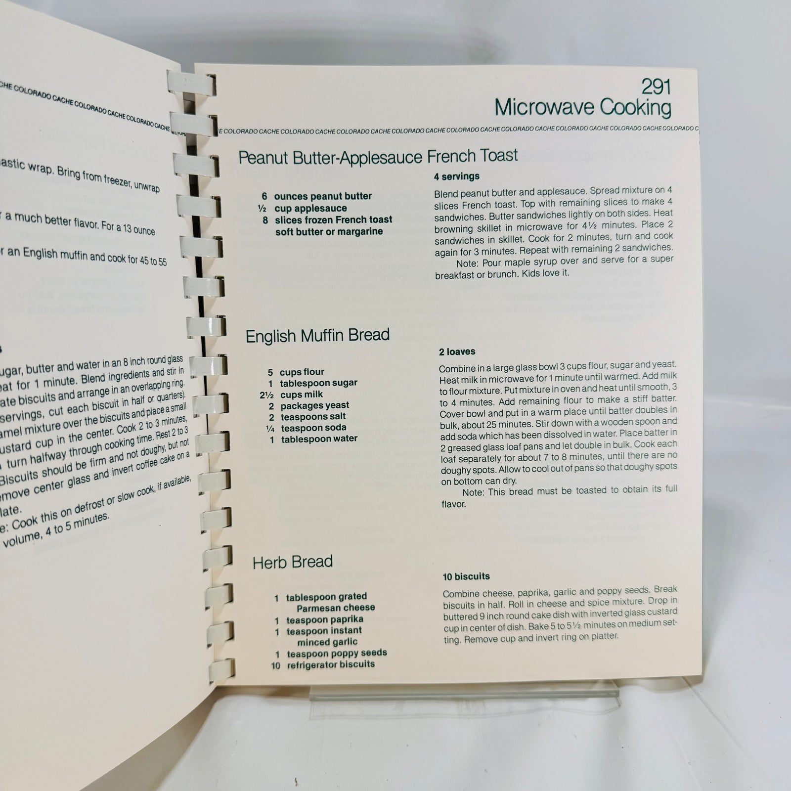 Colorado Cache Cookbook by the Junior League of Denver 1988 Plastic Comb Binding