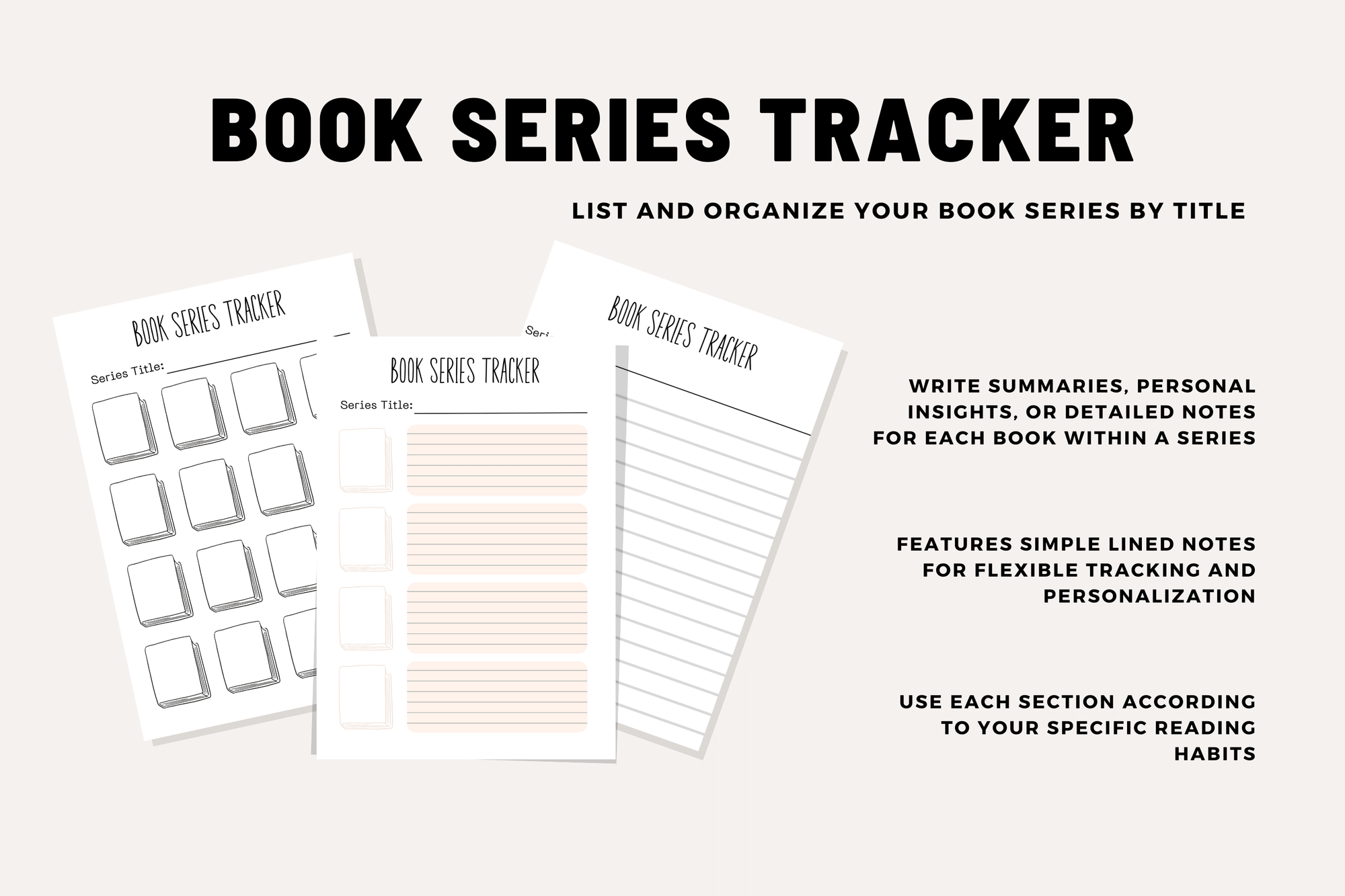 Ultimate Book Series Tracker: Customizable 4-Page Tracker PDF with Detailed Notes & Personalization Features