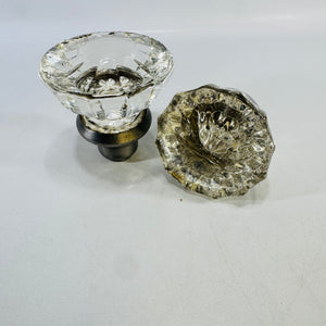 12 Point Clear Glass Door Knobs Pair 1920s to 1940s