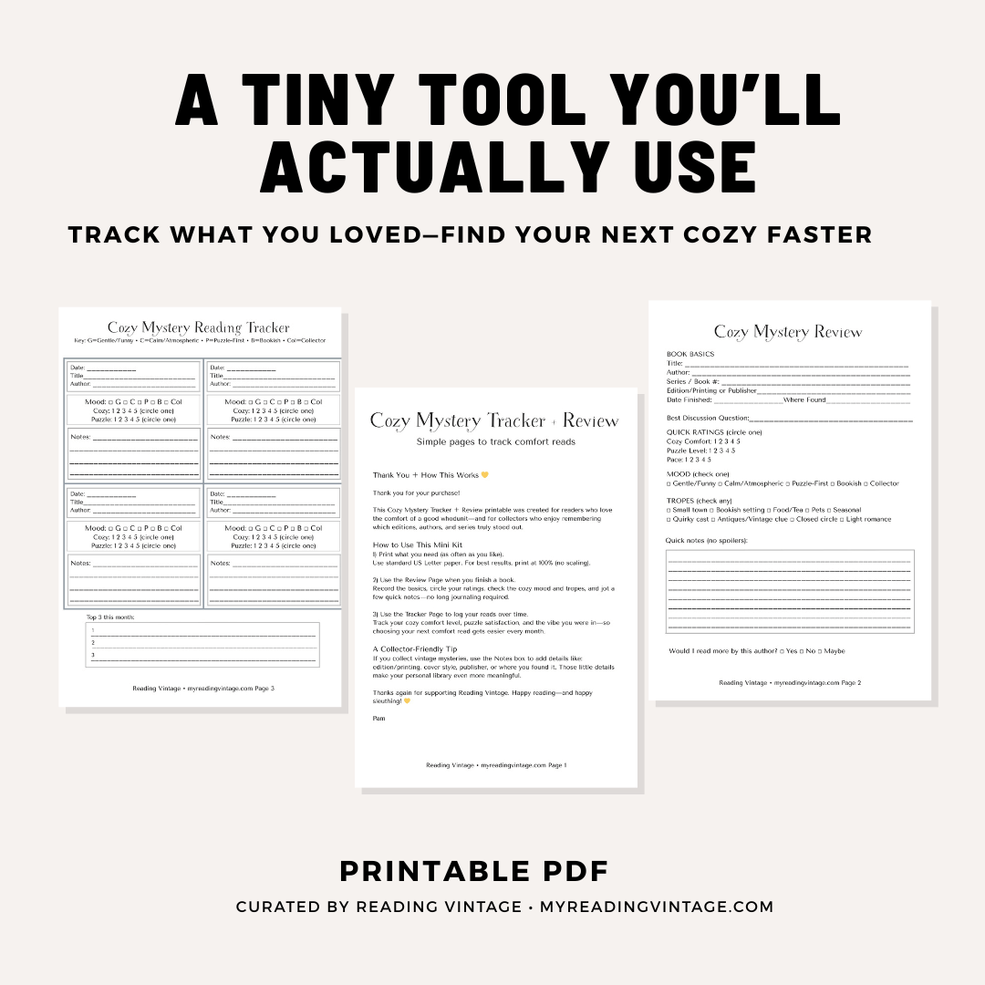 Cozy Mystery Tracker + Review Printable (US Letter PDF) | Reading Journal Pages