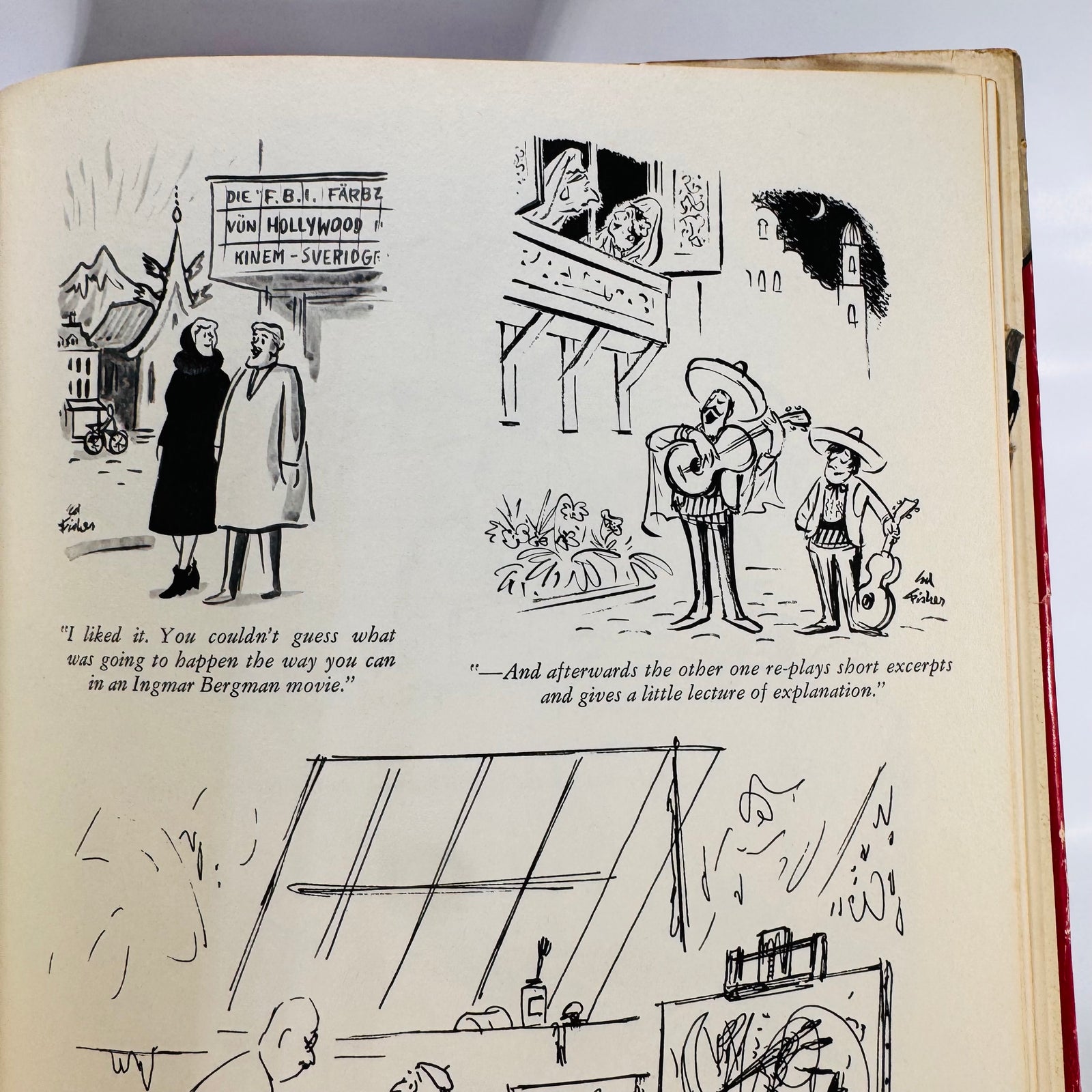 Ed Fisher's Domesday Book 1961 page with the Ingmar Bergman movie cartoon