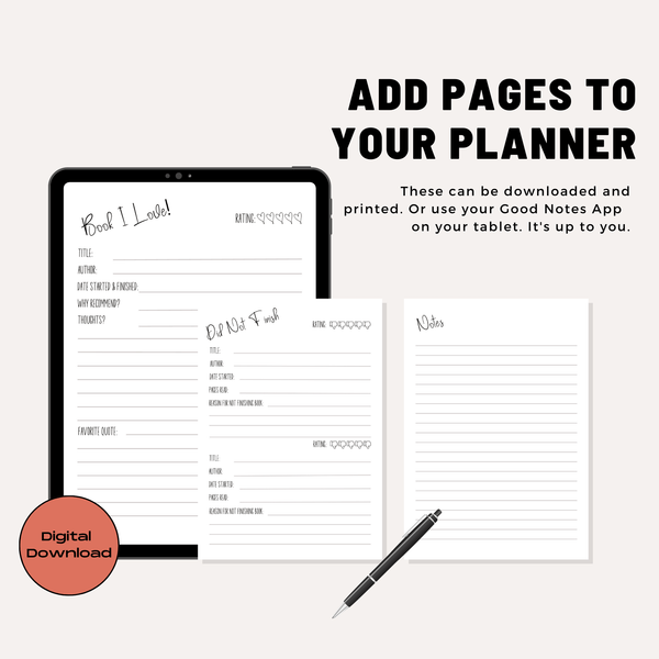 Track the Books You Love Did Not Finish & Notes PDF Reading Planner ...
