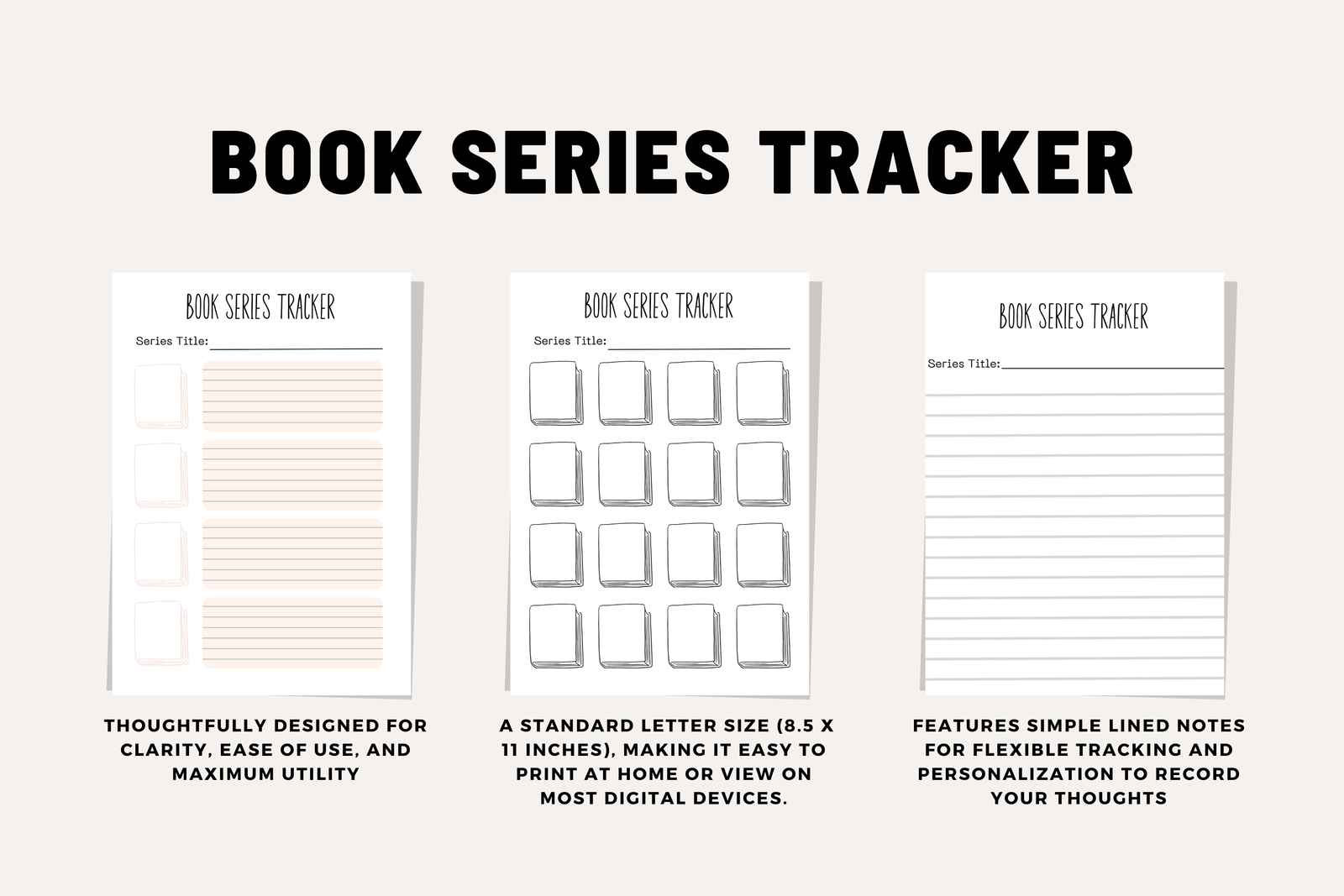 Ultimate Book Series Tracker (4 Printable Pages, Customizable) – Digital Download PDF | Reading Planner, Series Log