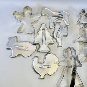 Aluminum Cookie Cutter Lot of 10 with Holiday Shapes