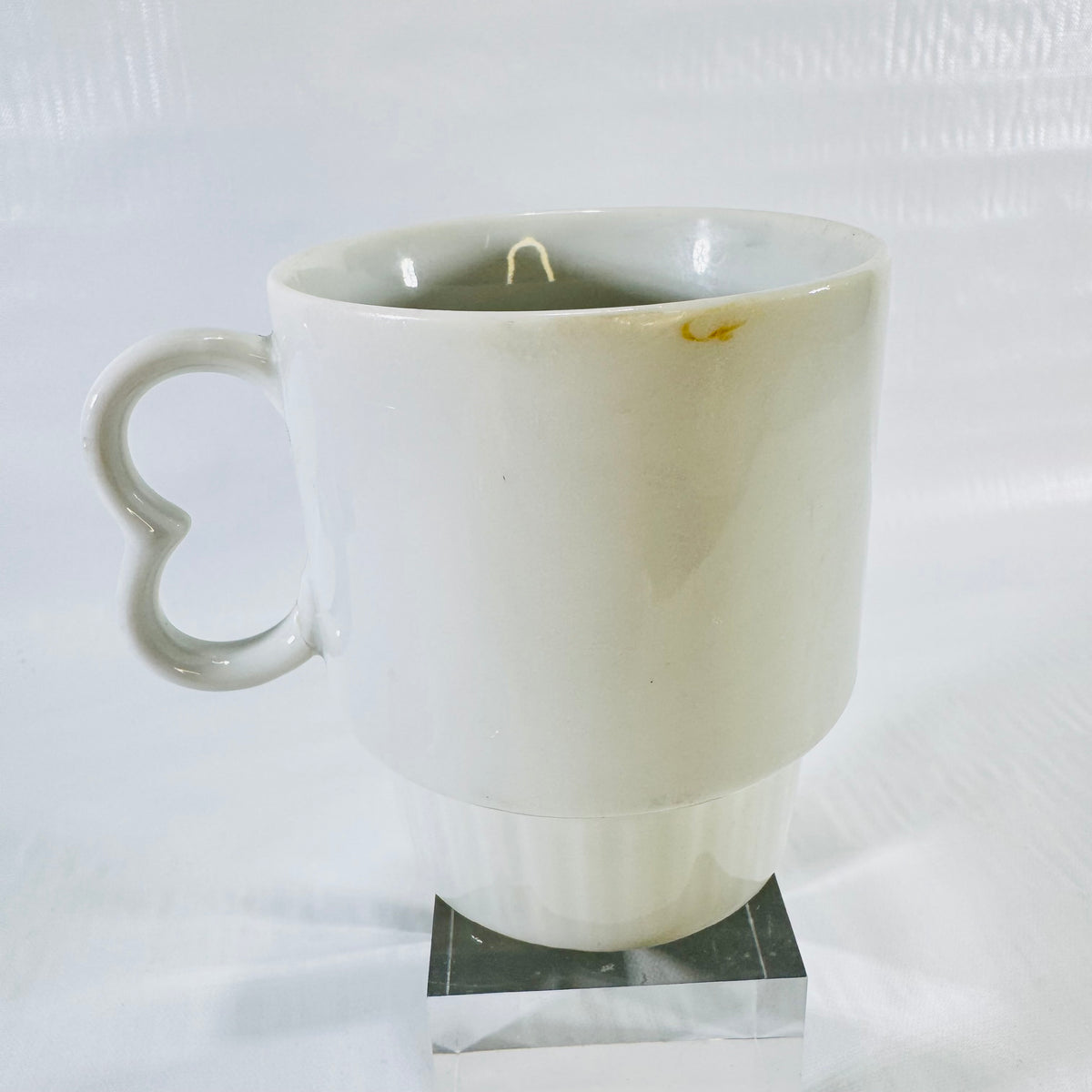 1970s Japanese Tulip Stacking Mug Green Yellow Mod Ceramic