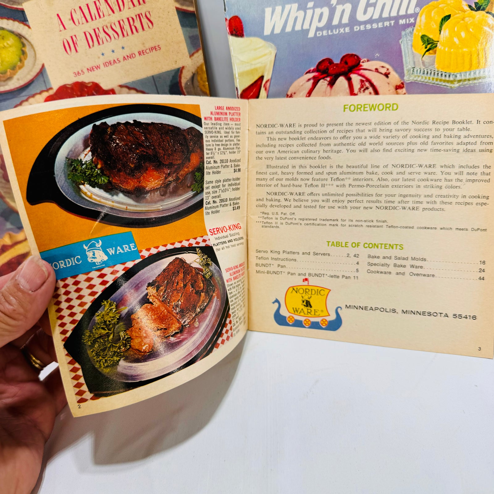 Three Vintage Dessert Pamphlets Great Recipes & Illustrations General Foods & Nordic Ware