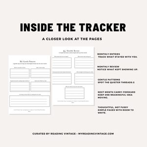 Monthly Reading & Reflection Tracker Printable | 6-Page Reading Journal PDF