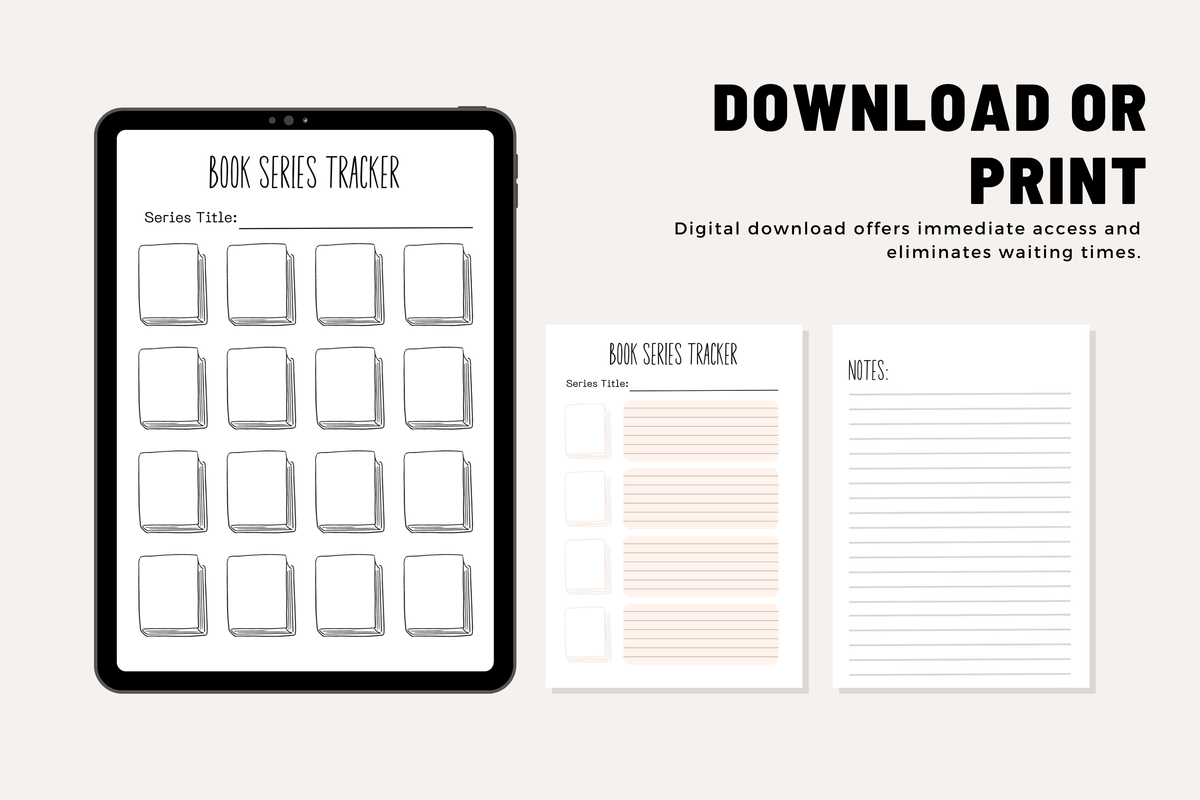 Ultimate Book Series Tracker (4 Printable Pages, Customizable) – Digital Download PDF | Reading Planner, Series Log