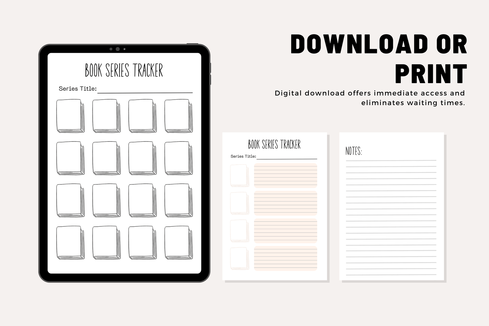 Ultimate Book Series Tracker (4 Printable Pages, Customizable) – Digital Download PDF | Reading Planner, Series Log