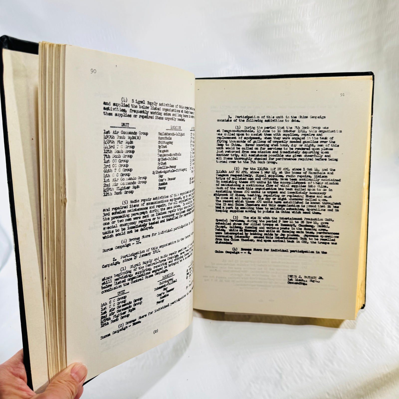 Roster and text pages in The 54th Air Service Group 1943-1945