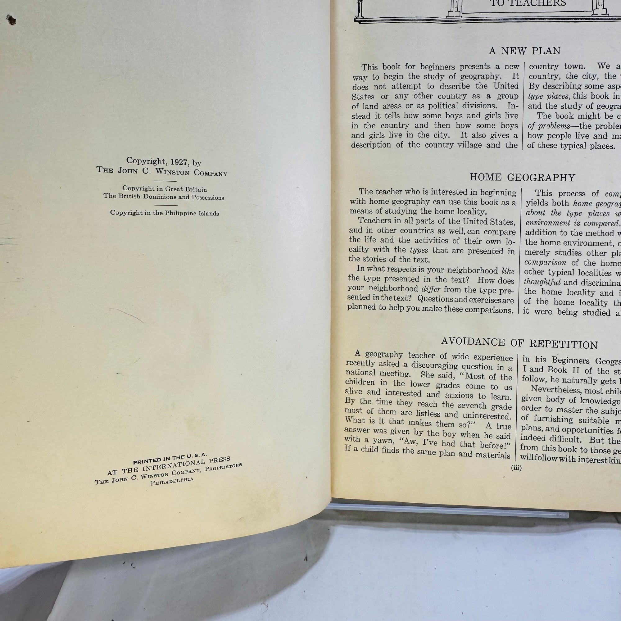 Home Folks by J.Russell Smith a Geography for Beginners 1927 The John C. Winston Company