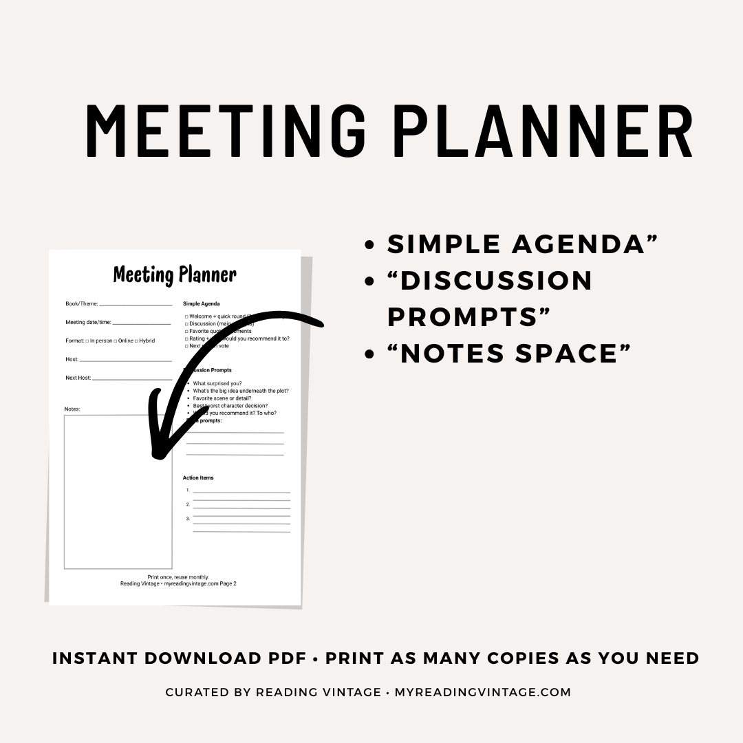 Book Club in 10 Minutes: Vote + Plan + Roles (PDF Printable)