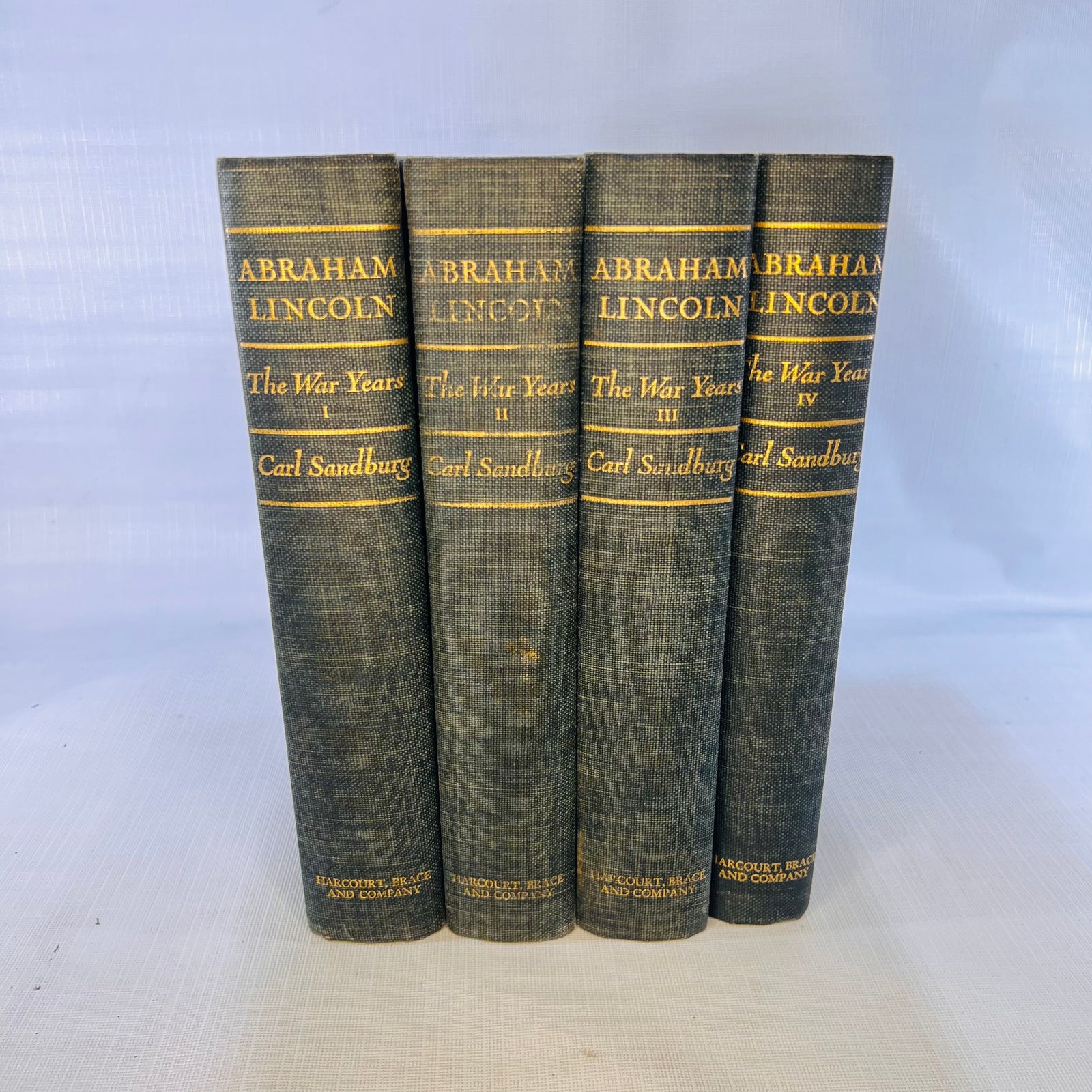 Abraham Lincoln the War Years in Four Volumes by Carl Sandburg 1939 Harcourt Brace & Company