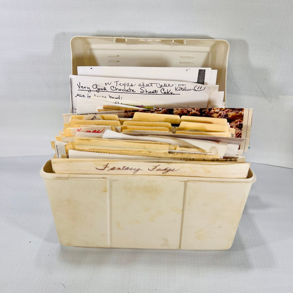 Large Vintage Plastic Recipe Box Assorted Family Recipes Collection