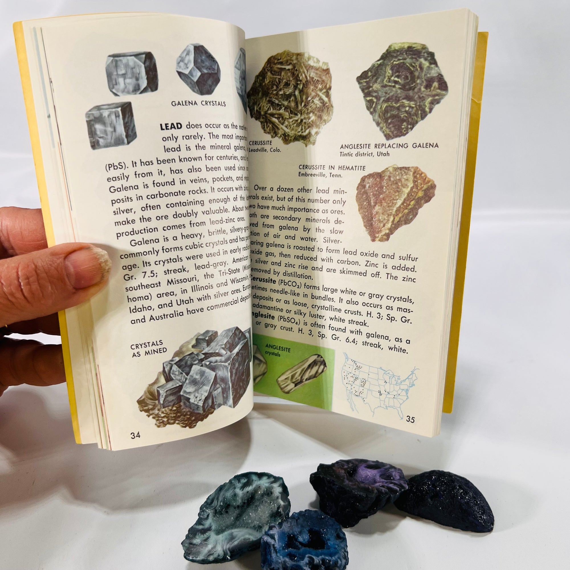 A Golden Guide Rocks and Minerals by Herbert S. Zim with Four Rocks Found with Book