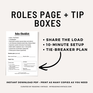 Book Club in 10 Minutes: Vote + Plan + Roles (PDF Printable)