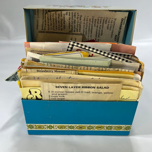 Vintage Recipe Collection in a Metal Recipe Box Packed Full of Vintage Handwritten Recipes, Newspaper Clippings & More