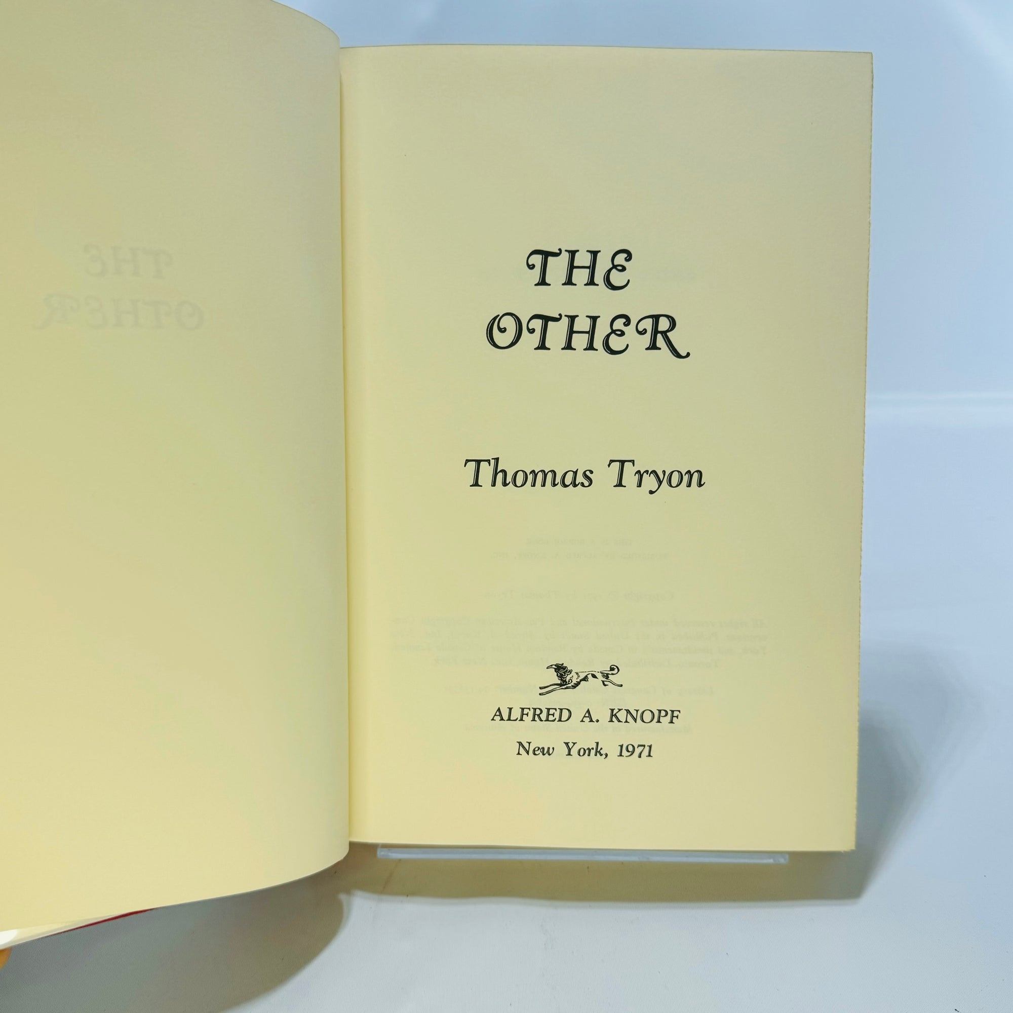 The Other by Thomas Tryon 1971 First Edition Alfred a Knopf