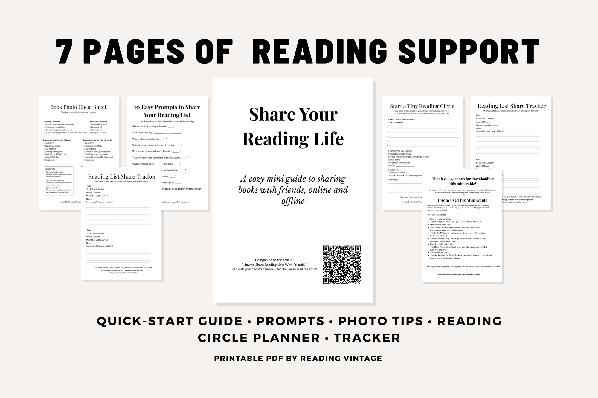 Share Your Reading Life – Cozy Printable Mini Guide for Book Lovers (Digital Download, PDF)