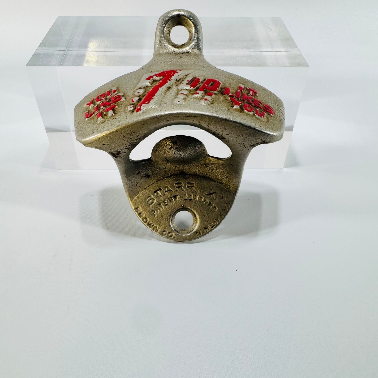 7 Up Starr X Wall Mount Bottle Opener Brown Co. USA Vintage Advertising