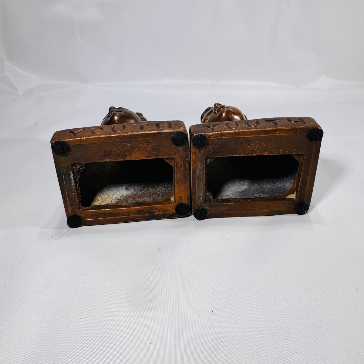 1930 Weidlich Brothers “Youth” Bookends – Bronze Patina Sculptural Pair