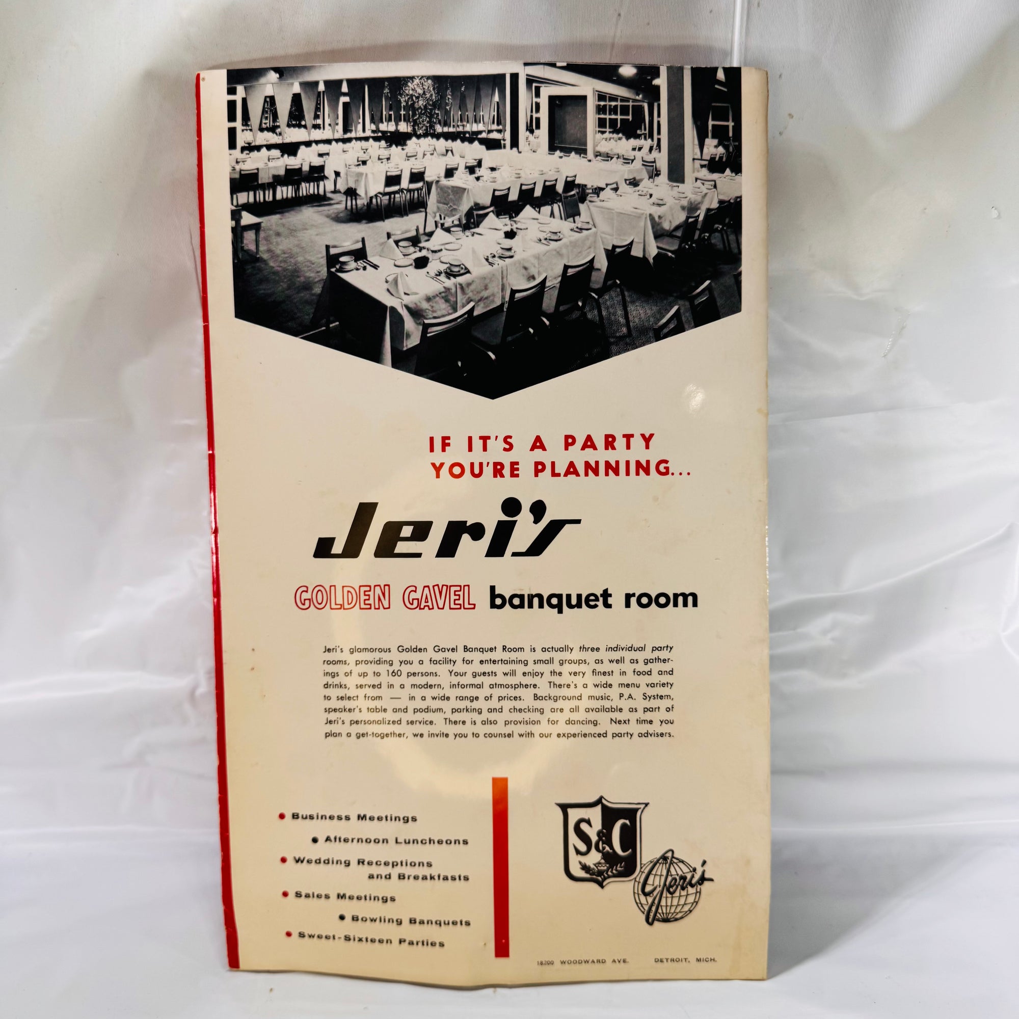 Vintage Jeri's of Detriot Tri Fold Restaurant Menu with Prices Specials May 1959