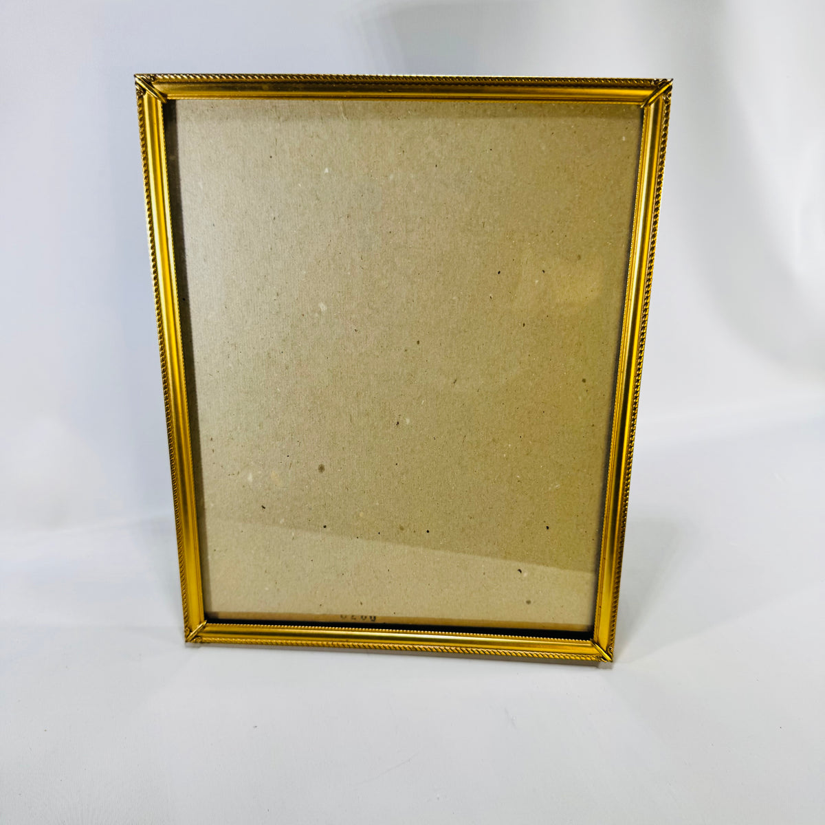 Vintage 8x10 Gold Tone Metal Picture Frame Beaded Rope Border Easel Wall Hanging