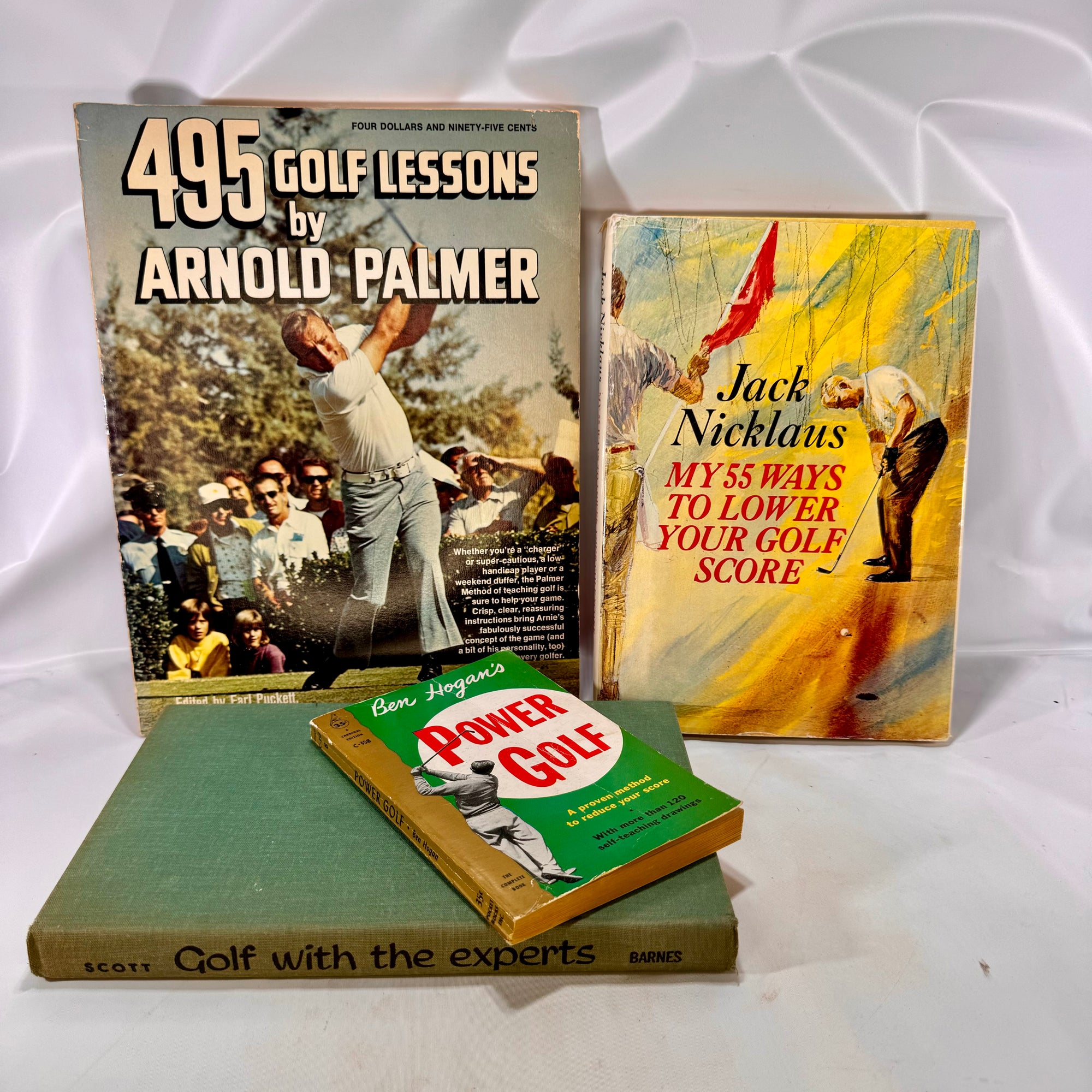 Four Vintage Golf Books by authors Arnold Palmer, Ben Hogan, Jack Nicklaus Tom Scott 1970s