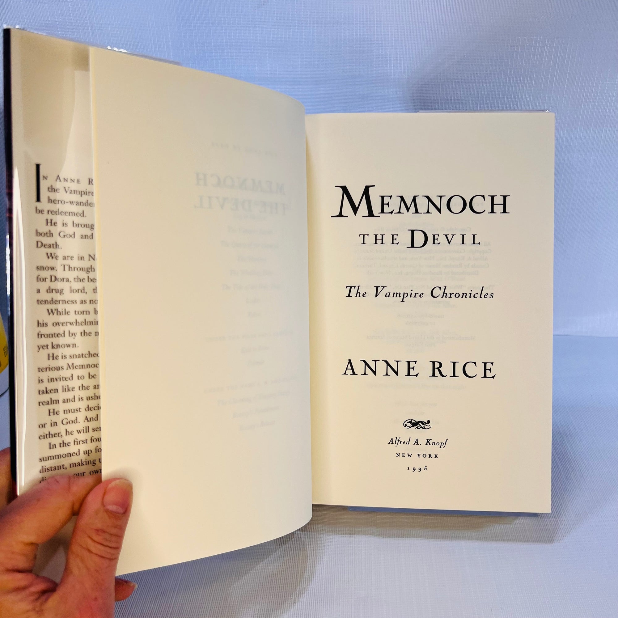 Memnoch the Devil by Anne Rice The Vampire Chronicles 1995 First Edition Alfred A. Knopf