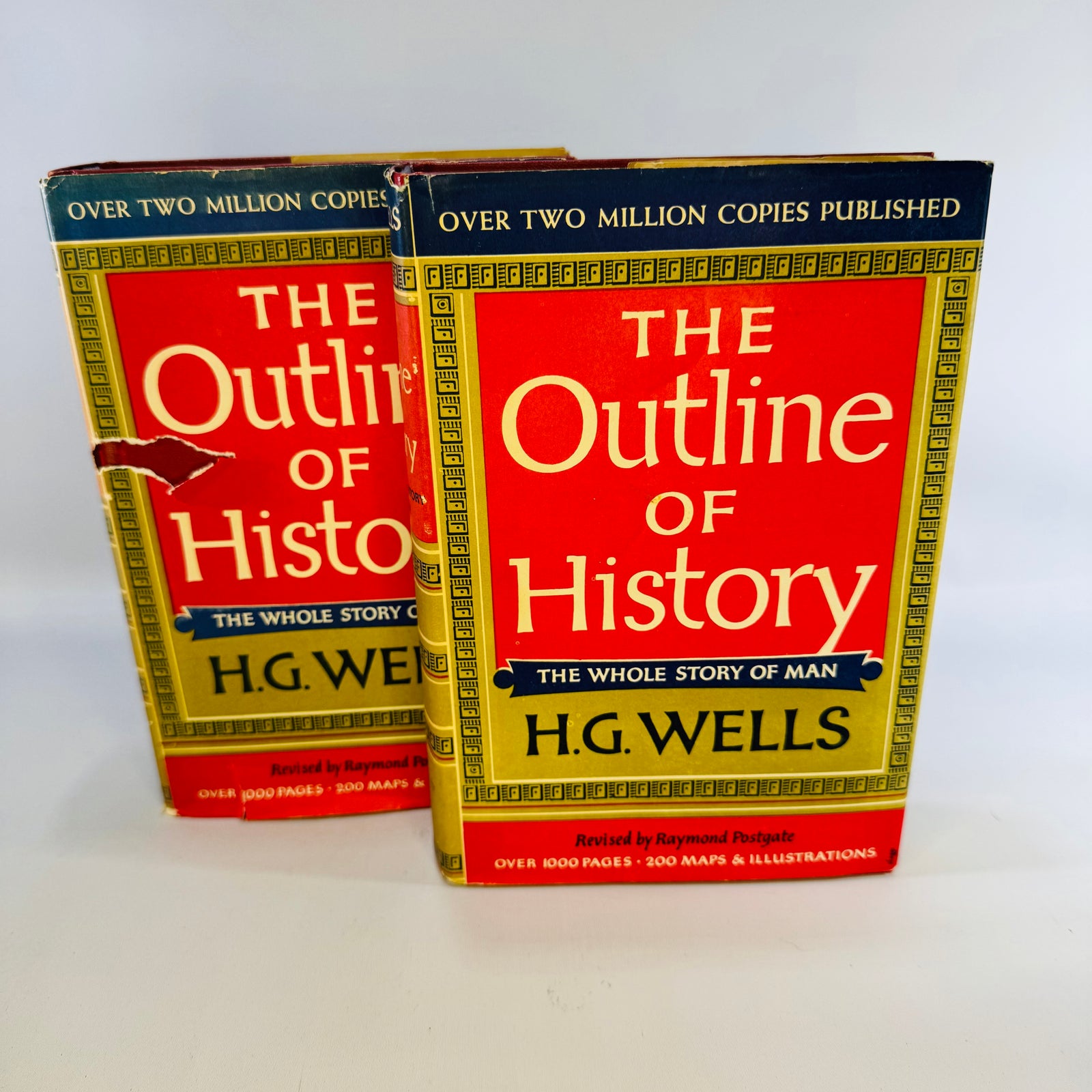 The Outline of History — H.G. Wells Two-Volume Set with Maps and Illustrations