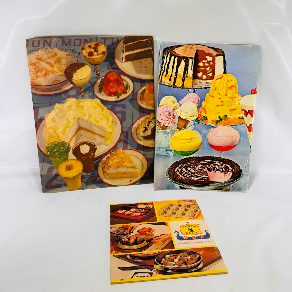Three Vintage Dessert Pamphlets Great Recipes & Illustrations General Foods & Nordic Ware