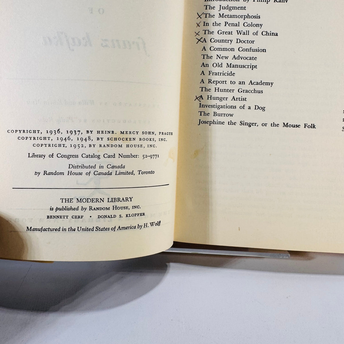 Select Stories of Franz Kafka (1948) – Vintage Classic Literature Hardcover