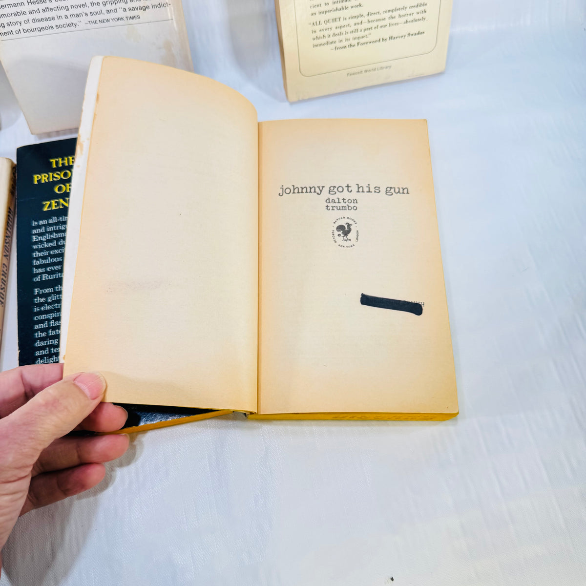 Johnny Got His Gun title page with library marking