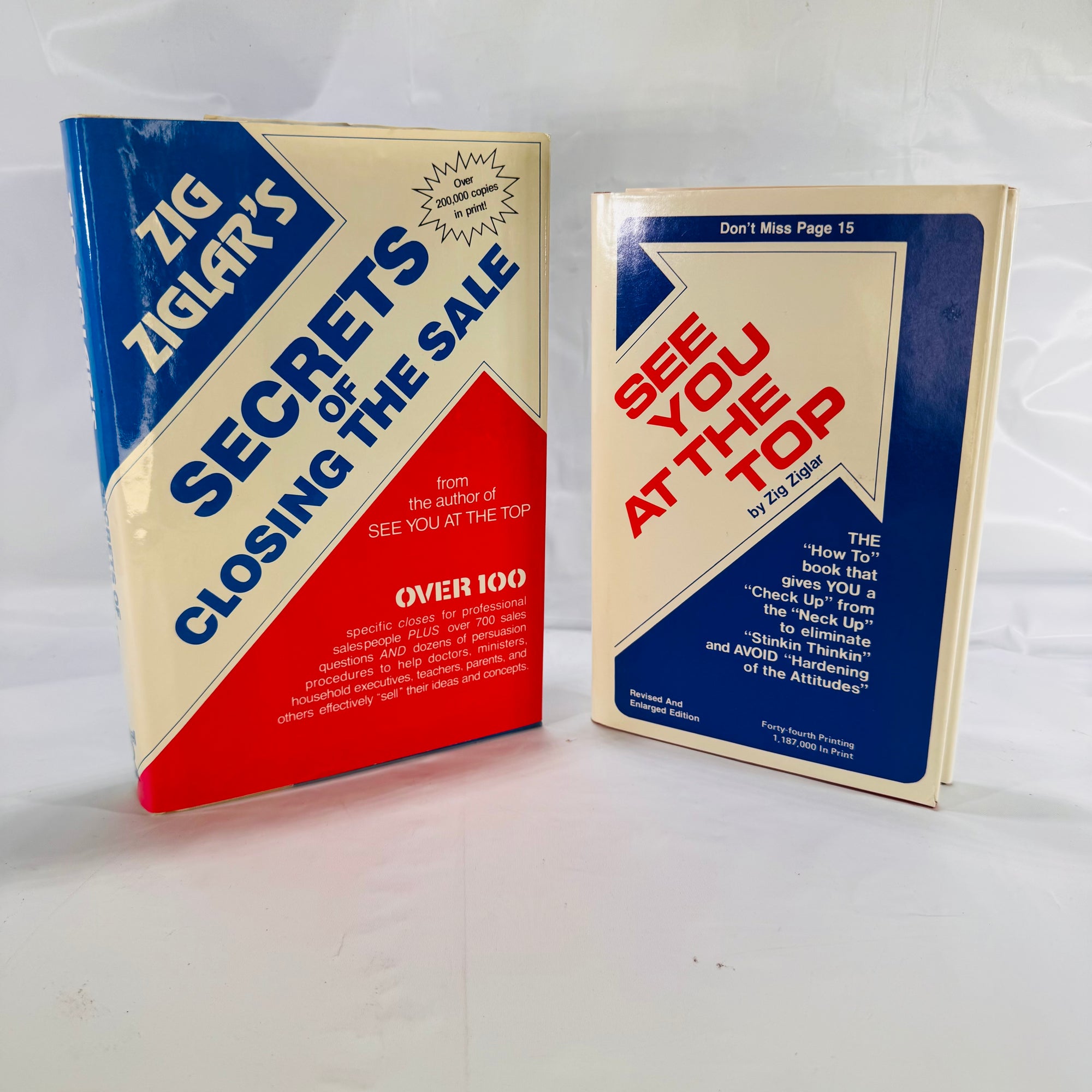 Two Vintage Zig Ziglar Hardcover Books: "See You At the Top" (1988) & "Secrets of Closing the Sale" (1984)