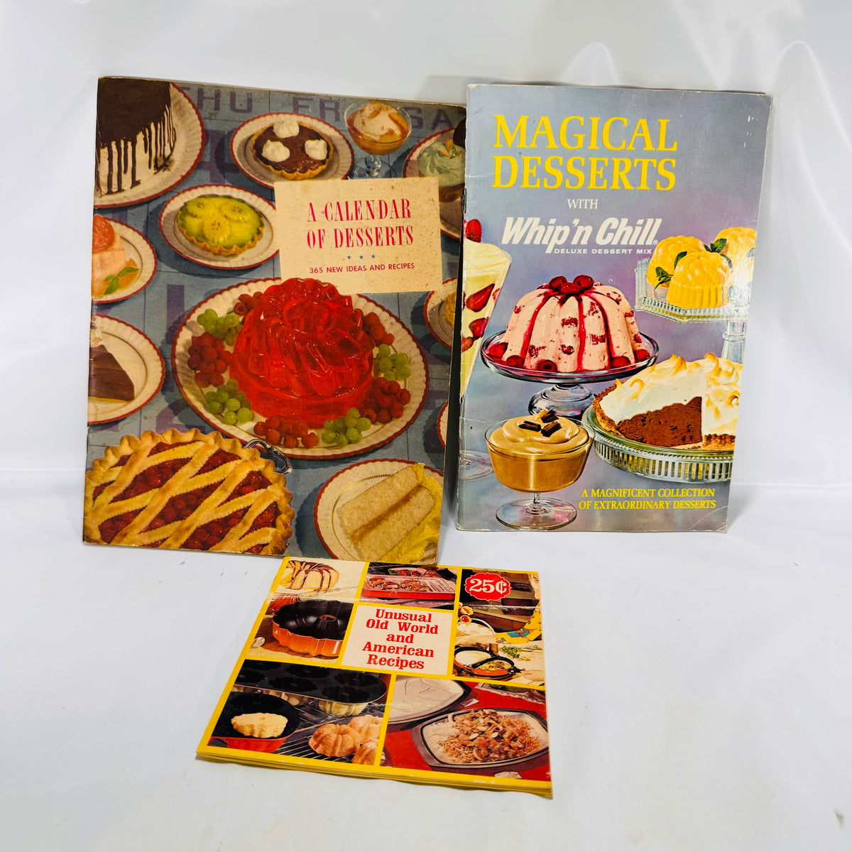Three Vintage Dessert Pamphlets Great Recipes &amp; Illustrations General Foods &amp; Nordic Ware