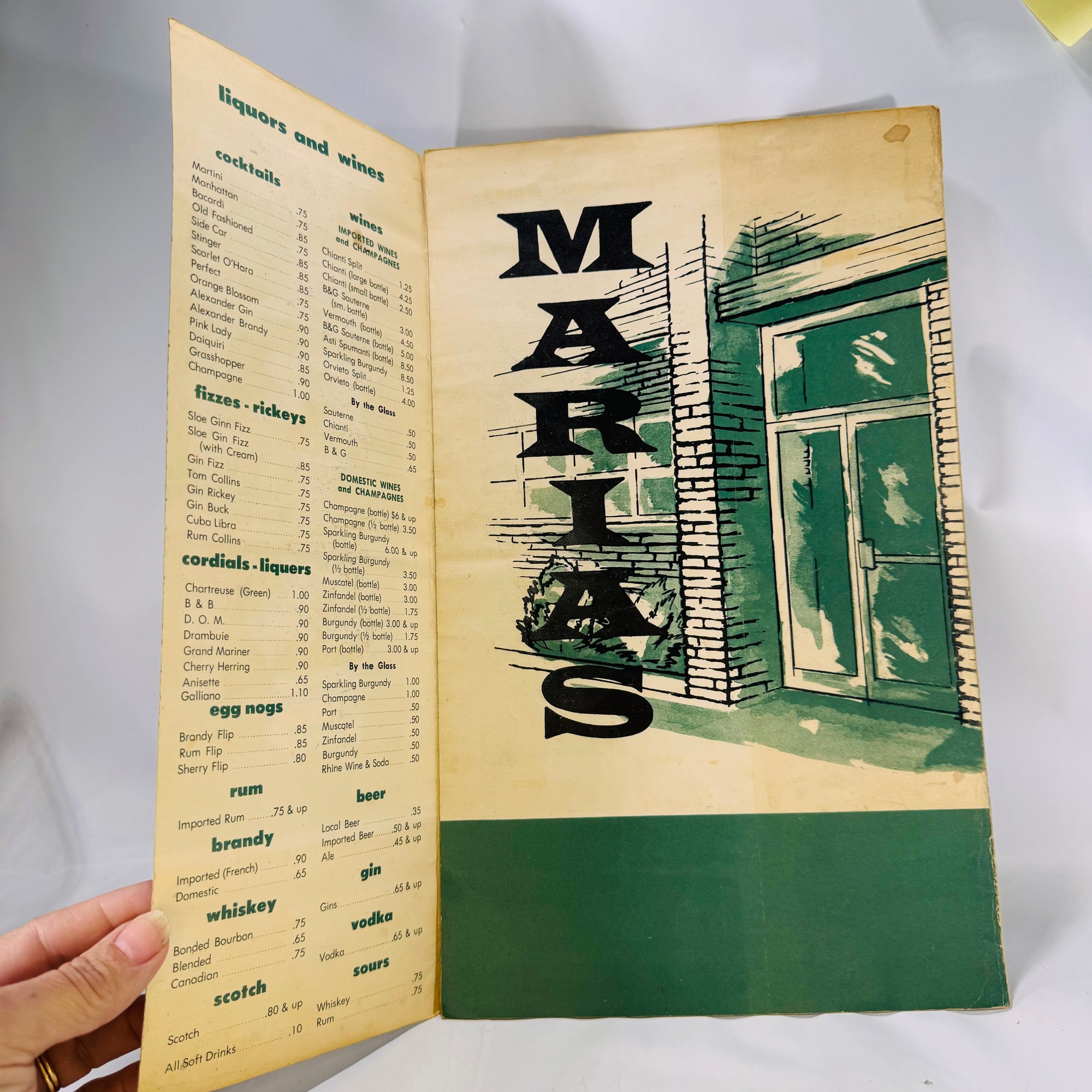 1950s Vintage Maria's Lounge and Dining Room Tri-Fold Menu – Detroit, Michigan