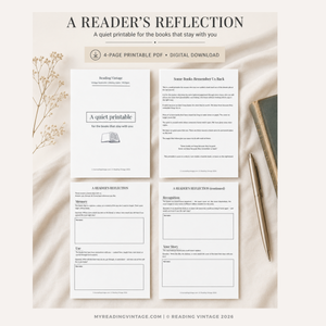 A Reader’s Reflection Printable PDF | Vintage Book Journal Worksheet | Reading Reflection Digital Download