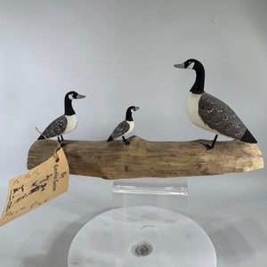 Adalbert Thibault Canada Goose Carving on Driftwood, Hand Carved Hand Painted Basswood Folk Art, Canadian Carver Ontario