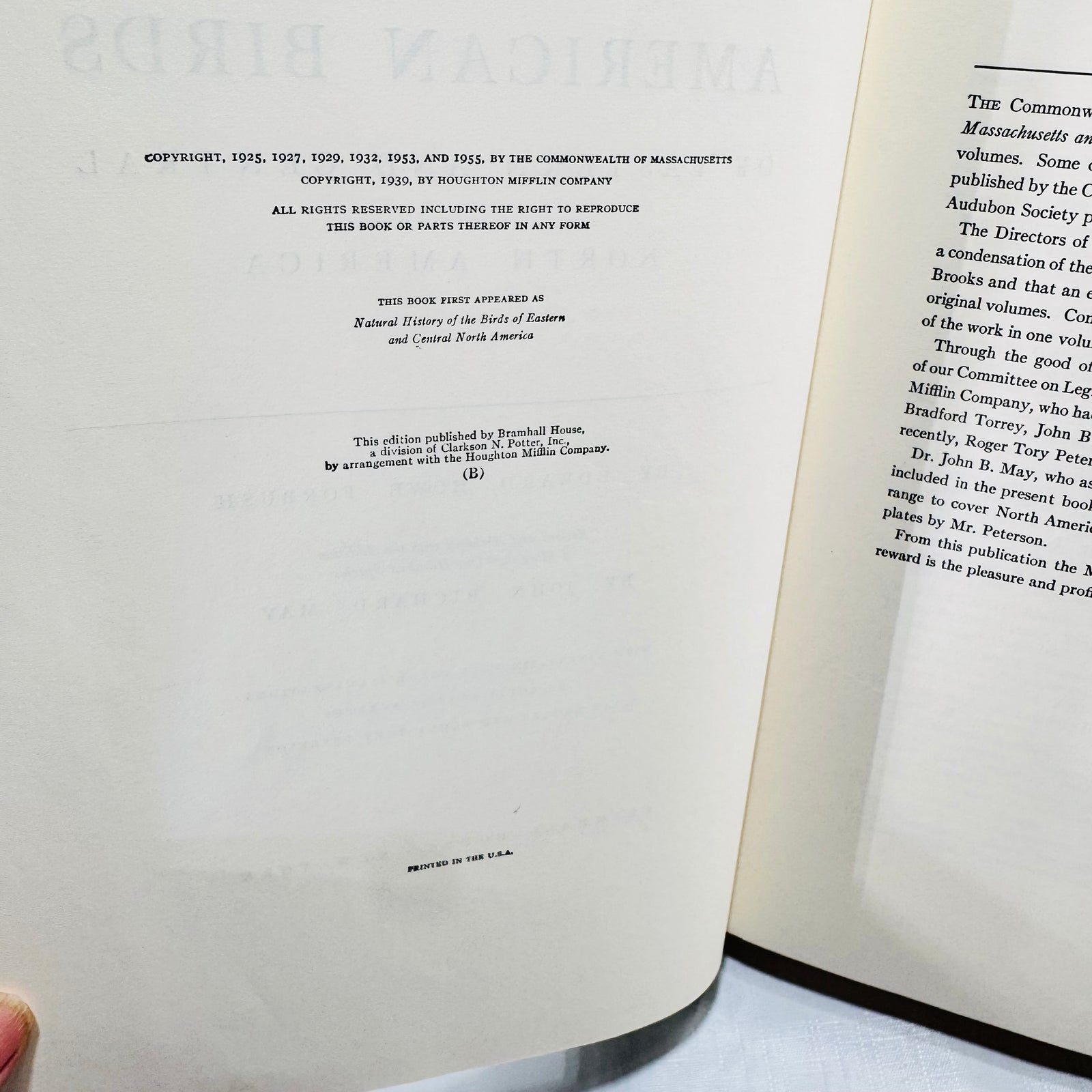 American Birds copyright and Bramhall House edition statement
