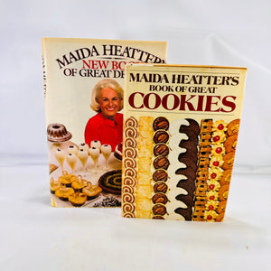 Two Maida Heatter's Cook Books Book of Great Cookies (1977) & New Book of Great Desserts (1982) Hardcover