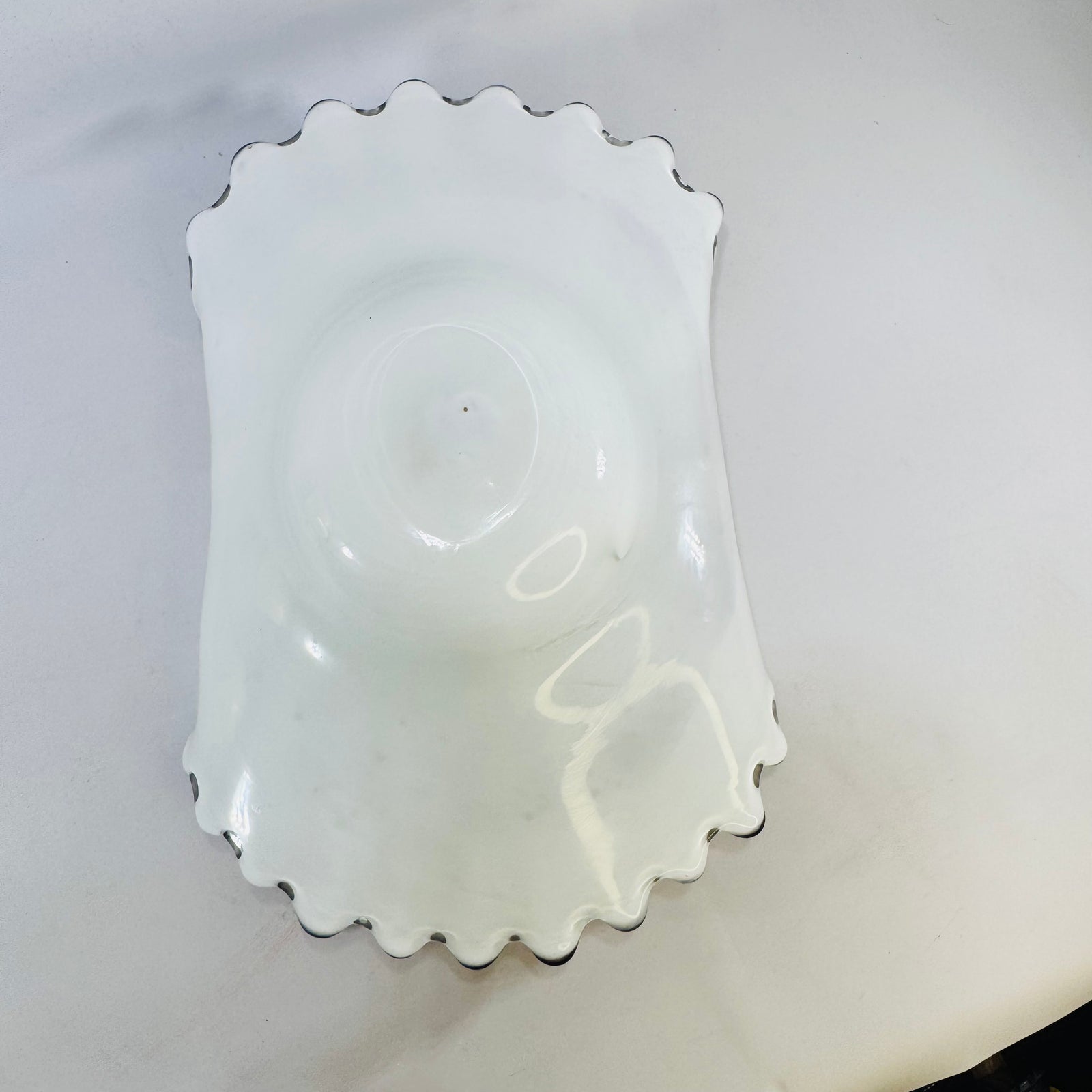 Italian Murano Art Glass Amethyst Aventurine Ruffled Bowl