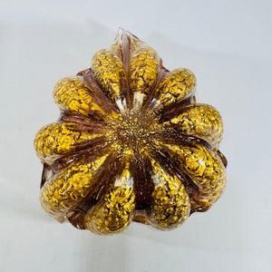 Murano Style Gold Fleck Pink Art Glass Leaf Bowl Ashtray