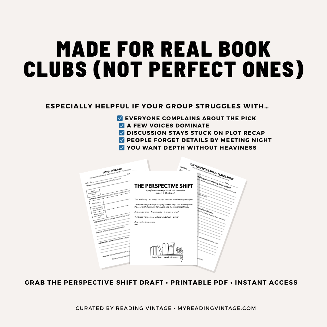 The Perspective Shift Draft – Printable Book Club Game (PDF) | Book Club Activity, Discussion Game (15–25 Min)