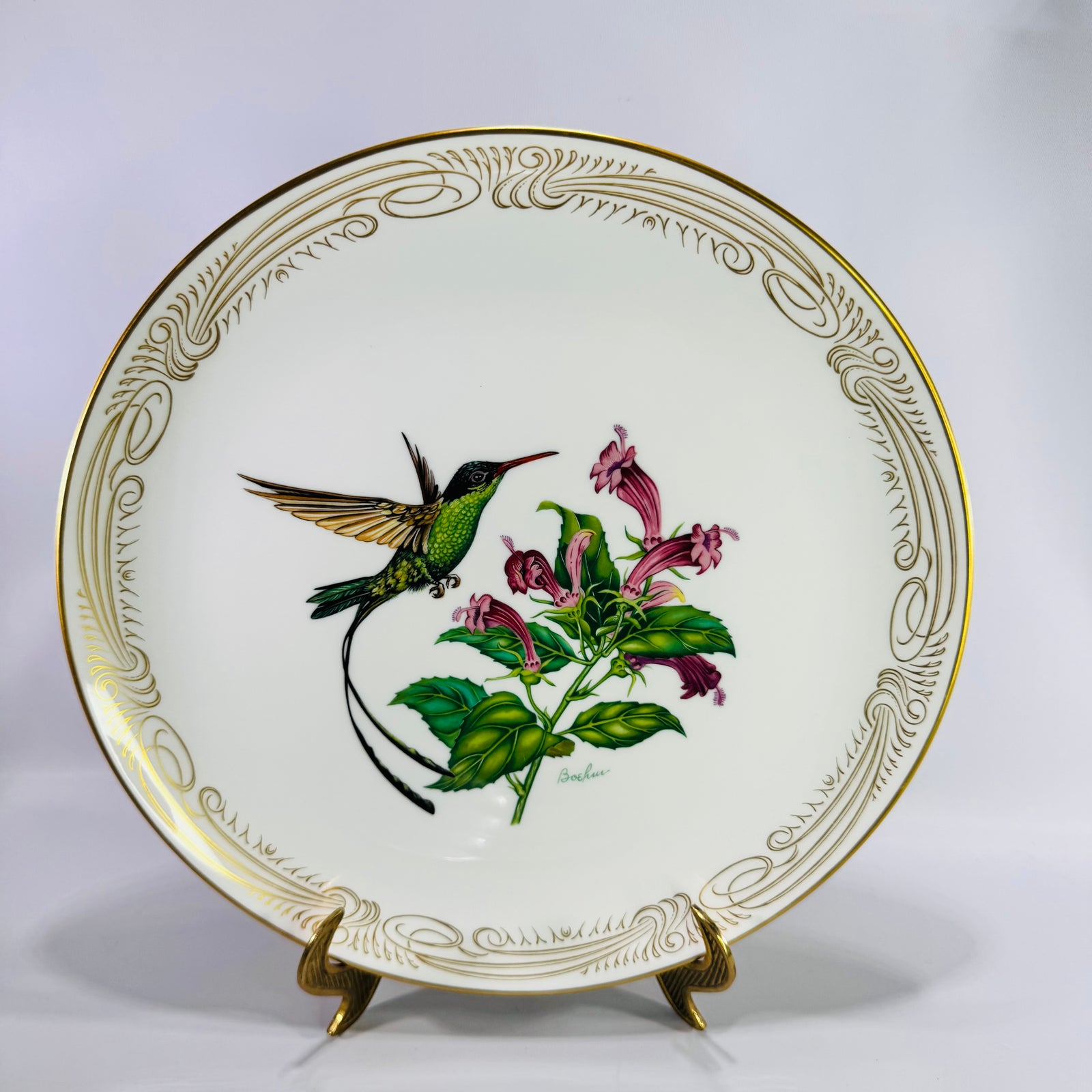 Boehm Streamer Tailed Hummingbird Plate Edward Marshall Hummingbird Collection English Bone China 11 Inch