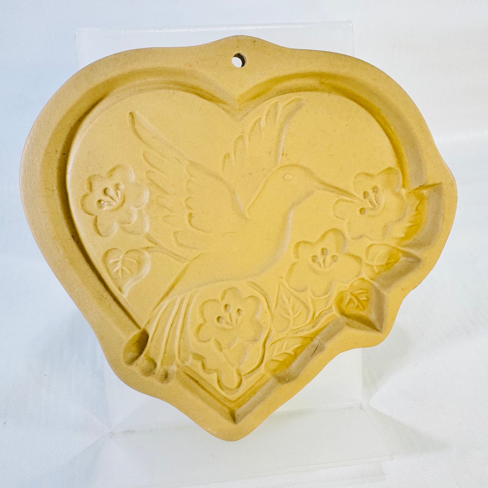 Brown Bag Cookie Art Hummingbird Heart 1992 Stoneware Cookie Mold