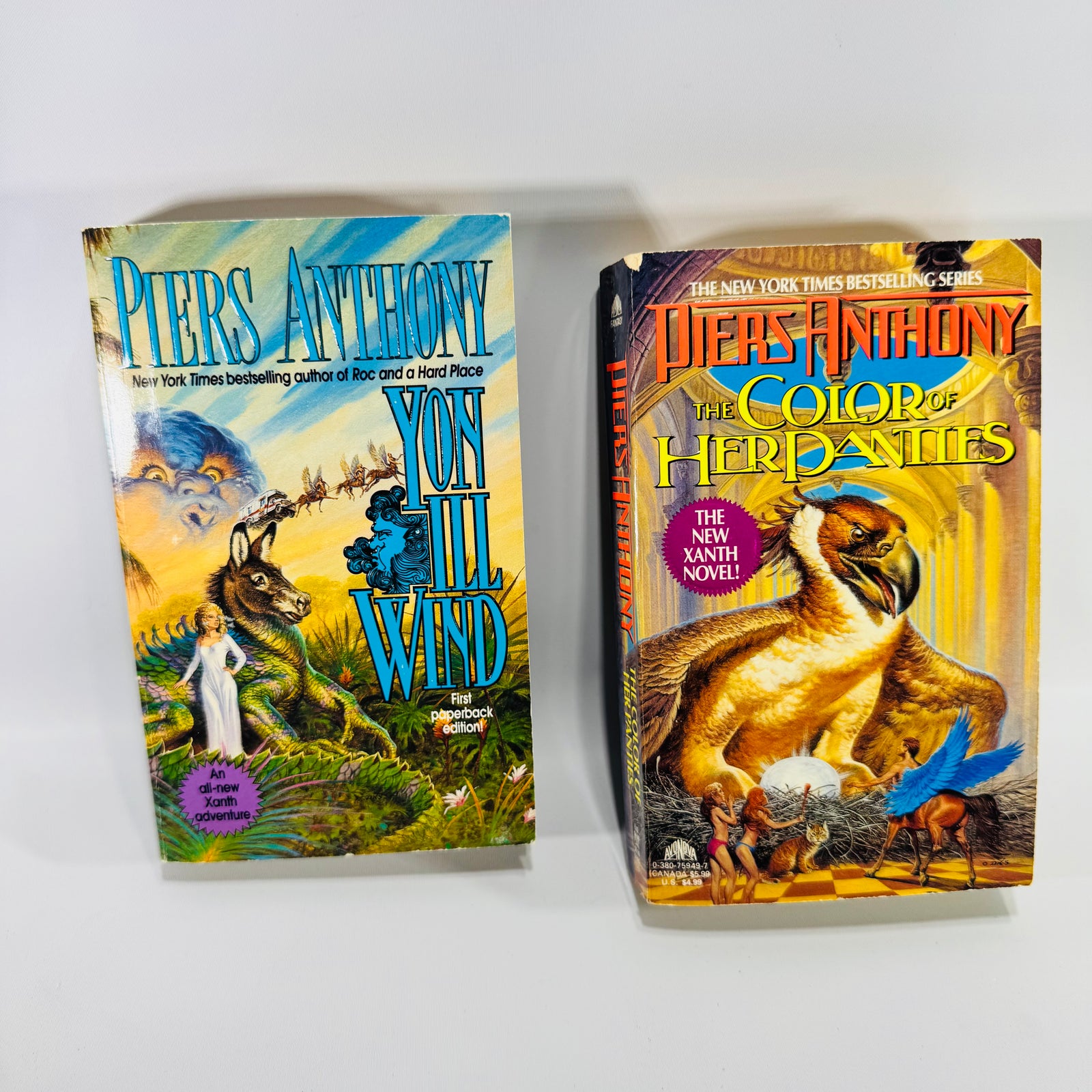 Piers Anthony Xanth Book Bundle Yon Ill Wind & The Color of Her Panties Paperbacks