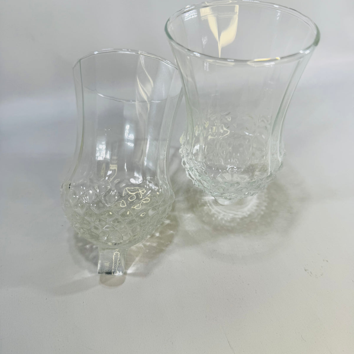 Vintage Homco Peg Votive Candle Holders Pair Fluted Glass Inserts for Wall Sconces or Candlesticks