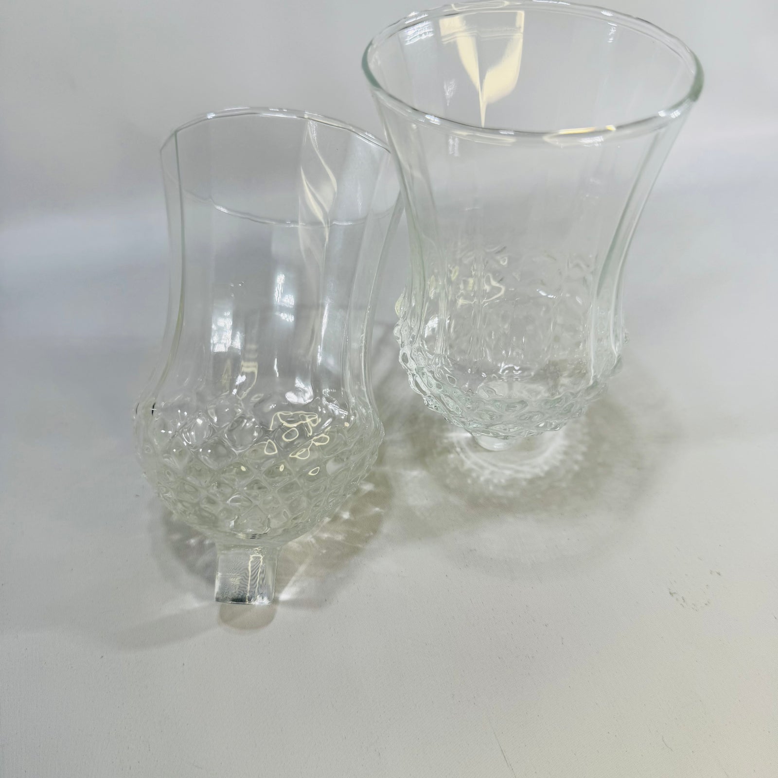 Vintage Homco Peg Votive Candle Holders Pair Fluted Glass Inserts for Wall Sconces or Candlesticks