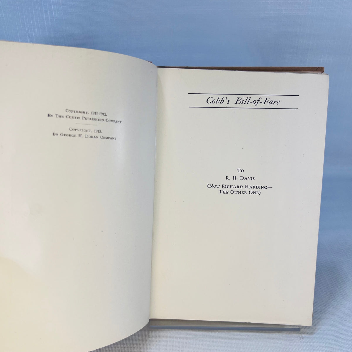 Cobb's Bill-of Fare by Irvin S. Cobb Illustrated by Peter Newell and James Preston 1913 George H. Doran Company